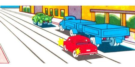 Is the driver of a red car allowed to drive on the tramway?