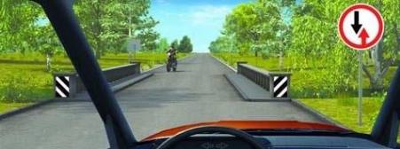 Is it allowed to cross the bridge if it does not obstruct the driver of the motorcycle?