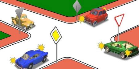 The first to drive through the intersection: