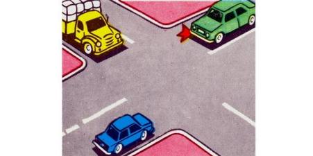 The cars will drive through the intersection in the following order: