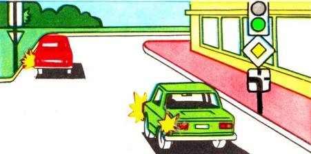 The red car will drive through the intersection: