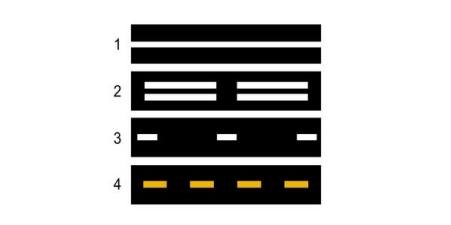 Which of these marking lines is used to mark the boundaries of the lanes where reversing traffic occurs?