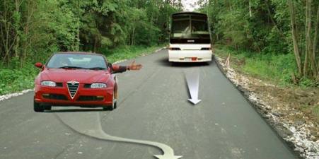 Is it possible to give a warning signal by hand when driving along this path?